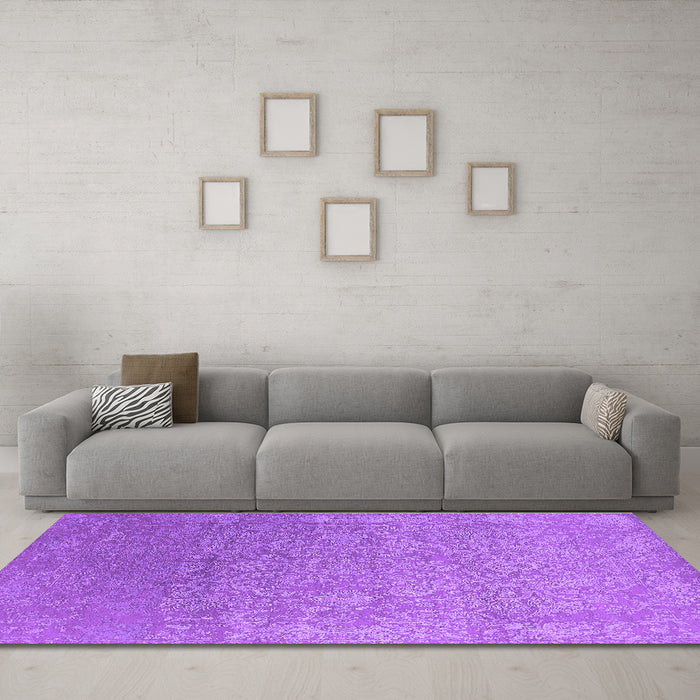 Machine Washable Oriental Purple Industrial Area Rugs in a Living Room, wshurb2506pur