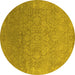 Round Oriental Yellow Industrial Rug, urb2506yw