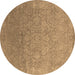 Round Oriental Brown Industrial Rug, urb2506brn