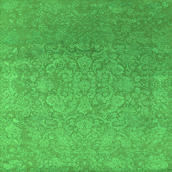 Square Machine Washable Oriental Green Industrial Area Rugs, wshurb2506grn