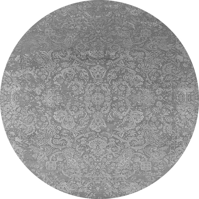 Round Machine Washable Oriental Gray Industrial Rug, wshurb2506gry