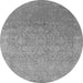 Round Machine Washable Oriental Gray Industrial Rug, wshurb2506gry