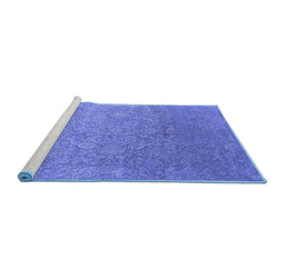 Sideview of Machine Washable Oriental Blue Industrial Rug, wshurb2506blu