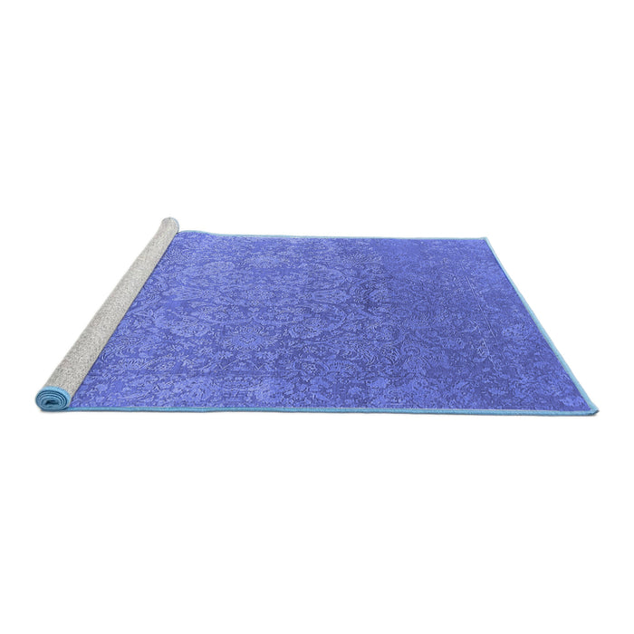 Sideview of Machine Washable Oriental Blue Industrial Rug, wshurb2506blu