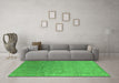 Machine Washable Oriental Green Industrial Area Rugs in a Living Room,, wshurb2506grn