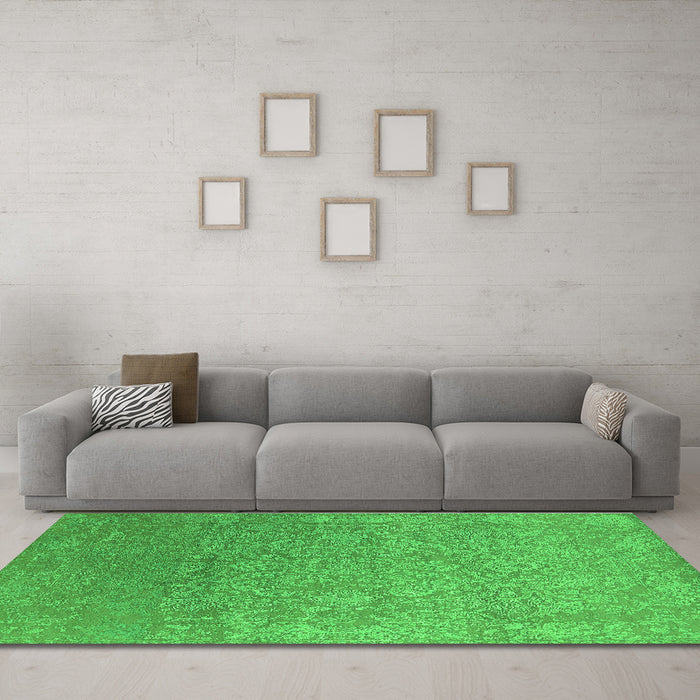 Machine Washable Oriental Green Industrial Area Rugs in a Living Room,, wshurb2506grn