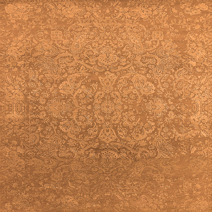 Square Machine Washable Oriental Orange Industrial Area Rugs, wshurb2506org