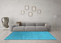 Machine Washable Oriental Light Blue Industrial Rug, wshurb2506lblu