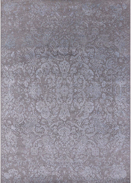 Mid-Century Modern Blue Gray Oriental Rug, urb2506