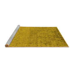 Sideview of Machine Washable Oriental Yellow Industrial Rug, wshurb2507yw