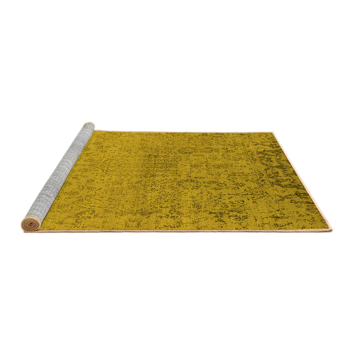 Sideview of Machine Washable Oriental Yellow Industrial Rug, wshurb2507yw