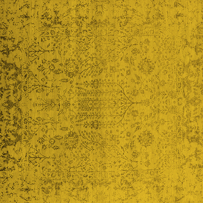 Square Machine Washable Oriental Yellow Industrial Rug, wshurb2507yw