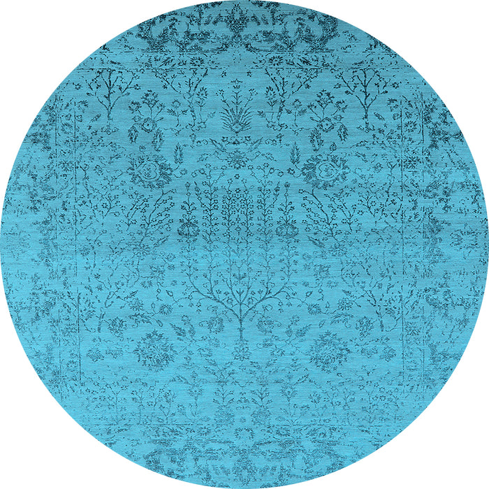 Round Oriental Light Blue Industrial Rug, urb2507lblu
