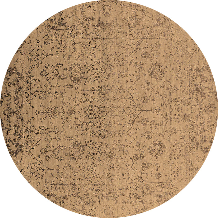 Round Oriental Brown Industrial Rug, urb2507brn