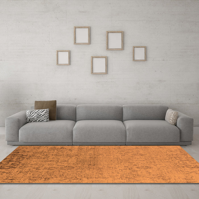 Machine Washable Oriental Orange Industrial Area Rugs in a Living Room, wshurb2507org