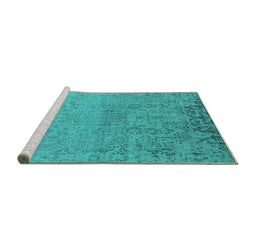 Sideview of Machine Washable Oriental Turquoise Industrial Area Rugs, wshurb2507turq