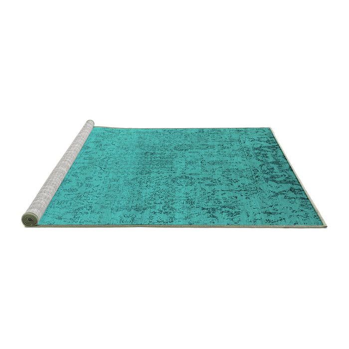 Sideview of Machine Washable Oriental Turquoise Industrial Area Rugs, wshurb2507turq