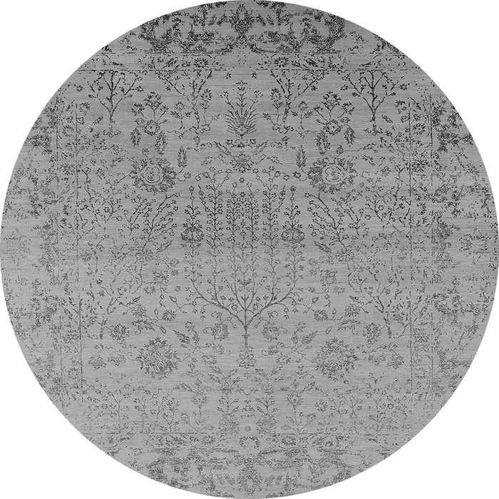 Round Machine Washable Oriental Gray Industrial Rug, wshurb2507gry