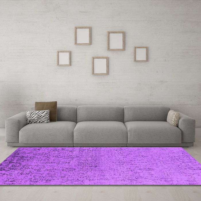 Machine Washable Oriental Purple Industrial Area Rugs in a Living Room, wshurb2507pur