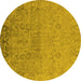 Round Oriental Yellow Industrial Rug, urb2507yw