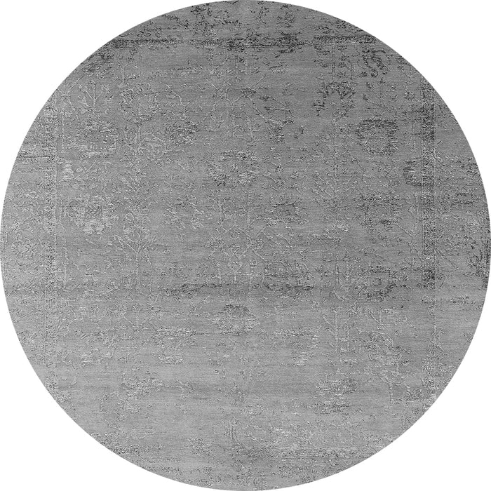 Round Machine Washable Oriental Gray Industrial Rug, wshurb2508gry