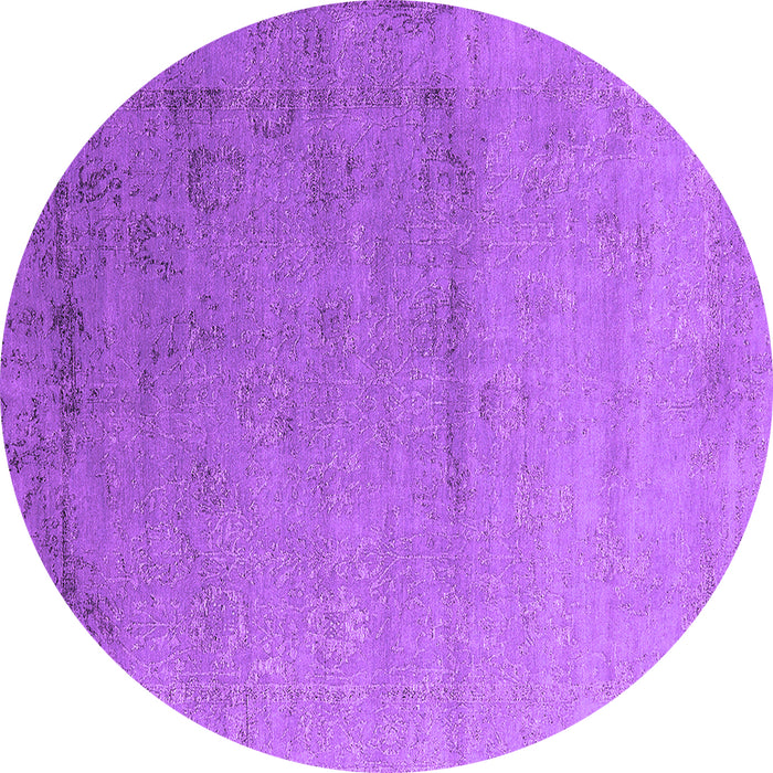 Round Machine Washable Oriental Purple Industrial Area Rugs, wshurb2508pur
