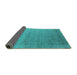 Sideview of Oriental Turquoise Industrial Rug, urb2508turq