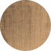 Round Oriental Brown Industrial Rug, urb2508brn