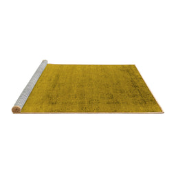 Sideview of Machine Washable Oriental Yellow Industrial Rug, wshurb2508yw