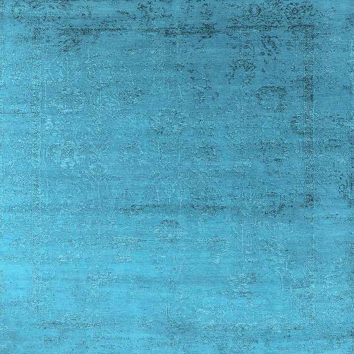 Square Machine Washable Oriental Light Blue Industrial Rug, wshurb2508lblu