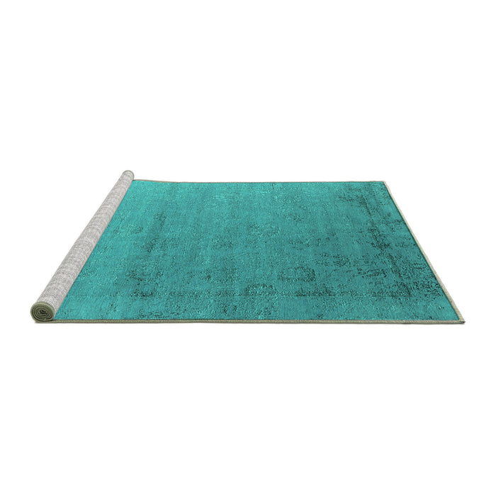 Sideview of Machine Washable Oriental Turquoise Industrial Area Rugs, wshurb2508turq