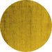 Round Oriental Yellow Industrial Rug, urb2508yw