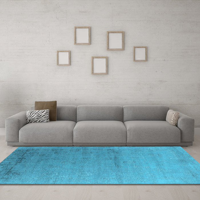Machine Washable Oriental Light Blue Industrial Rug in a Living Room, wshurb2508lblu