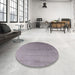 Round Machine Washable Industrial Modern Dark Gray Rug in a Office, wshurb2508