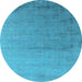 Round Oriental Light Blue Industrial Rug, urb2508lblu