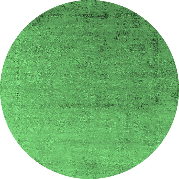 Round Oriental Emerald Green Industrial Rug, urb2508emgrn