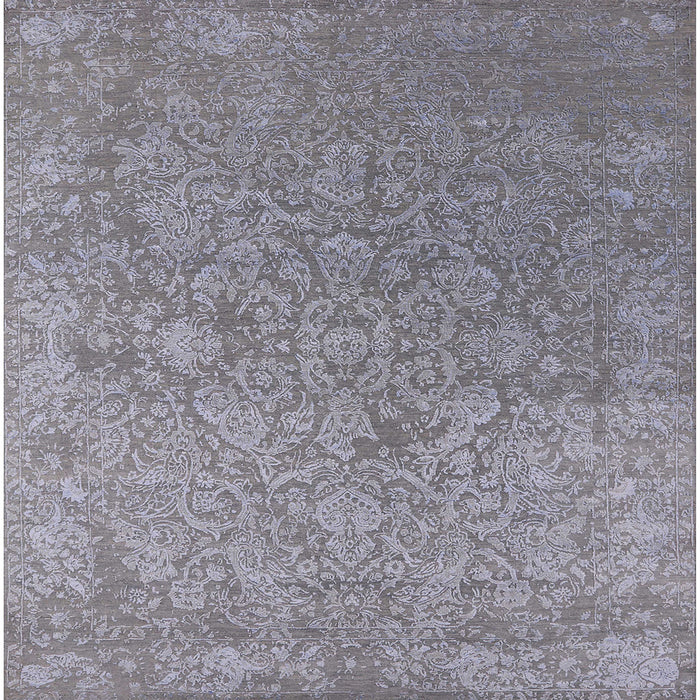 Square Mid-Century Modern Silver Gray Oriental Rug, urb2509
