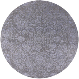 Round Mid-Century Modern Silver Gray Oriental Rug, urb2509