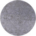 Round Mid-Century Modern Silver Gray Oriental Rug, urb2509