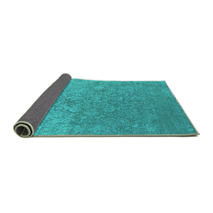 Sideview of Oriental Turquoise Industrial Rug, urb2509turq