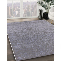 Mid-Century Modern Silver Gray Oriental Rug, urb2509