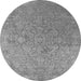 Round Machine Washable Oriental Gray Industrial Rug, wshurb2509gry