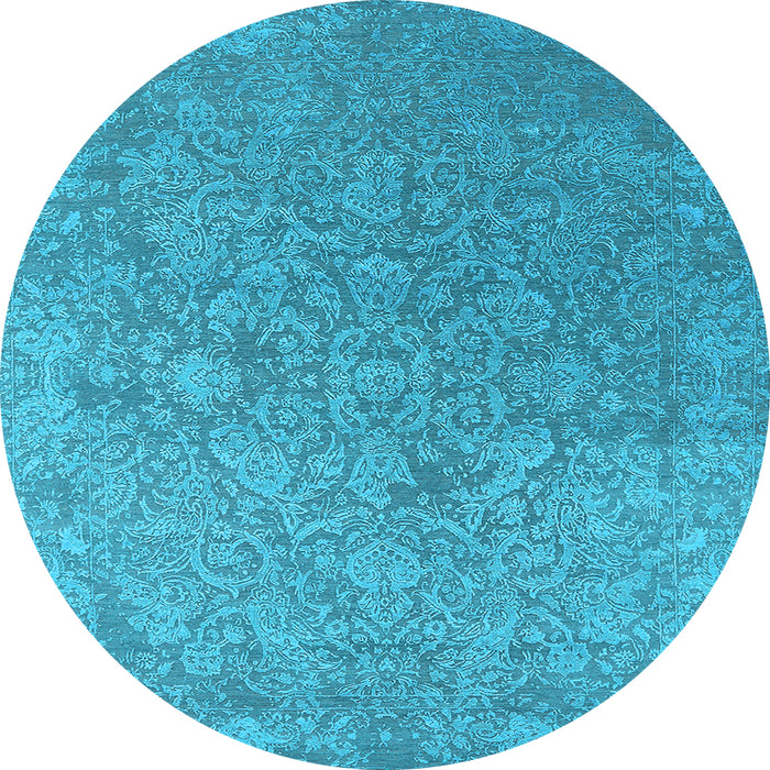 Round Oriental Light Blue Industrial Rug, urb2509lblu