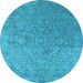 Round Oriental Light Blue Industrial Rug, urb2509lblu