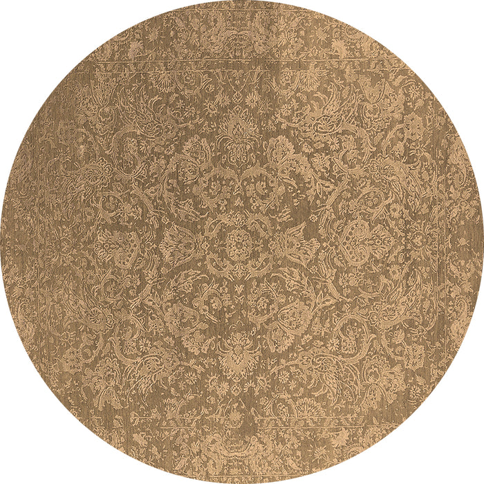 Round Machine Washable Oriental Brown Industrial Rug, wshurb2509brn