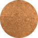 Round Machine Washable Oriental Orange Industrial Area Rugs, wshurb2509org