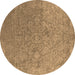 Round Oriental Brown Industrial Rug, urb2509brn