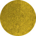 Round Oriental Yellow Industrial Rug, urb2509yw