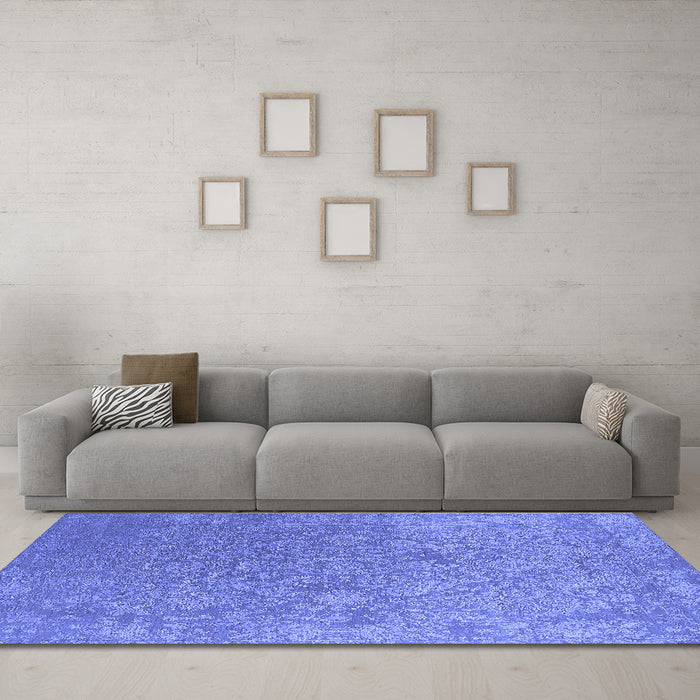 Machine Washable Oriental Blue Industrial Rug in a Living Room, wshurb2509blu