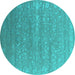 Round Oriental Turquoise Industrial Rug, urb2510turq